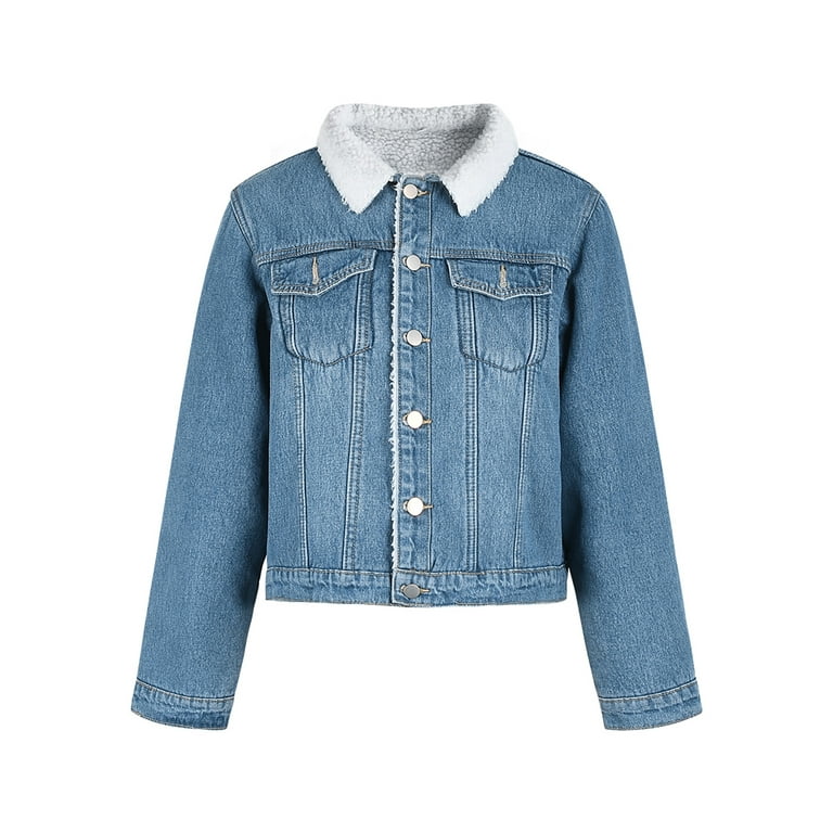 Womens denim jacket discount with inside pockets