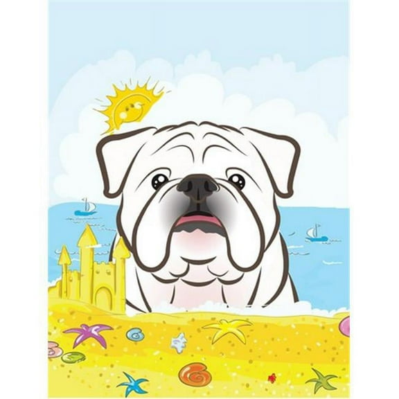 Caroline's Treasures BB2088GF White English Bulldog  Summer Beach Flag Garden Size , Small, multicolor