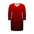 thumbnail image 6 of Qulqfy Casual Dresses for Women 3/4 Sleeve Mini Red Short Tunic V Neck Dresses Fall Womens Dresses M, 6 of 7