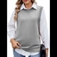thumbnail image 1 of Suéteres de Punto para Mujer, Cuello Redondo, Lazo, Color Liso, Botones y Abertura Lateral, 2025 Gris M, 1 of 9