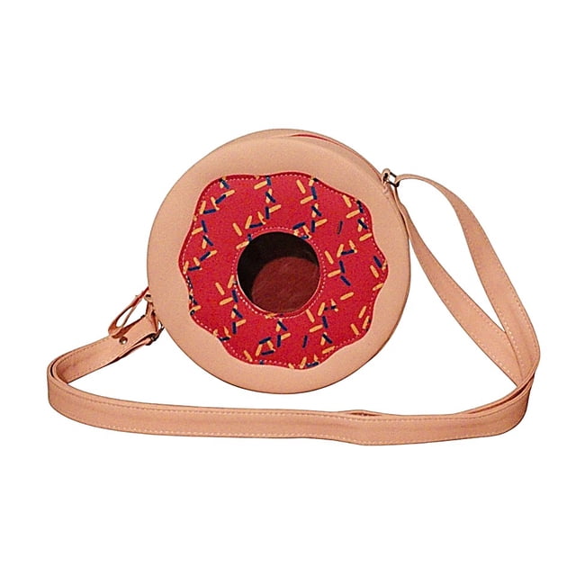 Bolsa en forma de DONA CON CHISPAS, Diseño de Comida, Pan Dulce, Bandolera para Mujer, Cross-Body, Correa Ajustable, Color Rosa, Moda Kawaii, Novedoso y Encantador (Bolsas para Mujer).