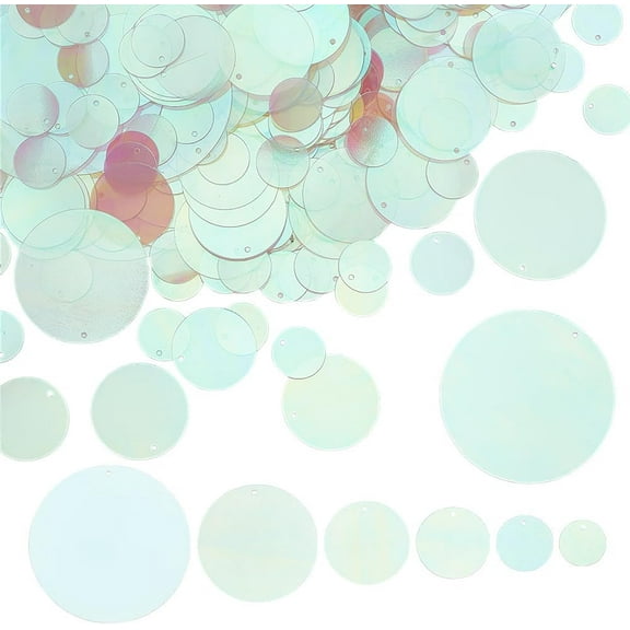 120g Large Sequins for Crafts 6 Size Clear Flat Round Sequin Paillettes PVC Loose Sequins and Spangles for DIY Crafts Sewing Embroidery Applique Clear