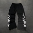 thumbnail image 5 of felwors Women's Y2k Baggy Sweatpants Wide Leg Graphic Grunge Goth 2000s Emo Pants Streetwear with Pockets Black L, 5 of 7