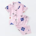 thumbnail image 2 of Odeerbi 6M-8Y Niños Niñas Pijama de Satén de Verano Con Solapa Entallada Camisa de Manga Corta Pantalones Conjunto de Dos Piezas Pijama, 2 of 9