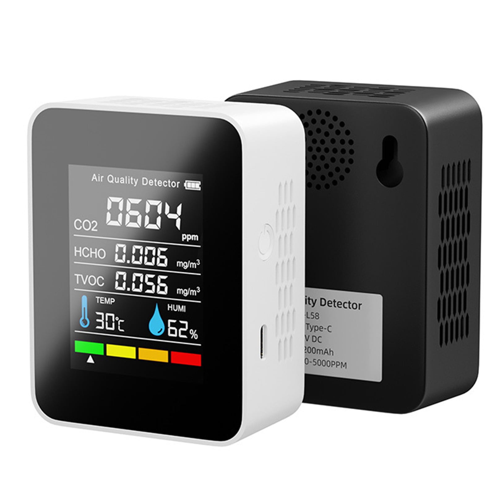 5In1 Co2 Meter Temperature Humidity Air Quality Monitor Carbon Dioxide Detector