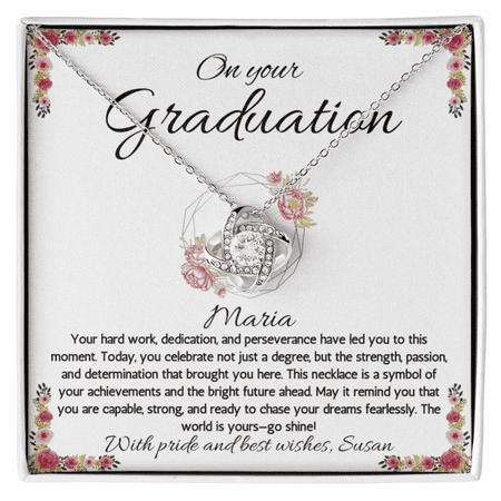 College Graduation Gift For Her Phd Graduation Gift Necklace for Daughter Personalized Love Knot Necklace for Graduation High School Graduation Gift Necklace