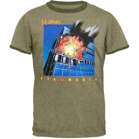 Def Leppard Men's Pyromania Soft Adult Ringer Short Sleeve T Shirt