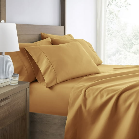 Breathable Cool Wrinkle Resistant Bed Sheets Set   2 Bonus Pillowcases Gold for Queen Size Bedding by Comfort Canopy