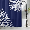 thumbnail image 2 of Shower Curtains for Bathroom-36"x72",Sea Coral Navy Blue Waterproof Bath Curtain Grommet Shower Curtain Set with Hooks, 2 of 9