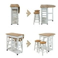 thumbnail image 3 of Ktaxon Kitchen Cart Island Rolling Home Dining Wooden Trolley Storage w/ 2 Stools, 3 of 11