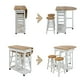 thumbnail image 3 of Carrito de cocina Zimtown con isla Almacenamiento mesa de comedor 2 taburetes de bar 2 cajones madera maciza, 3 of 4