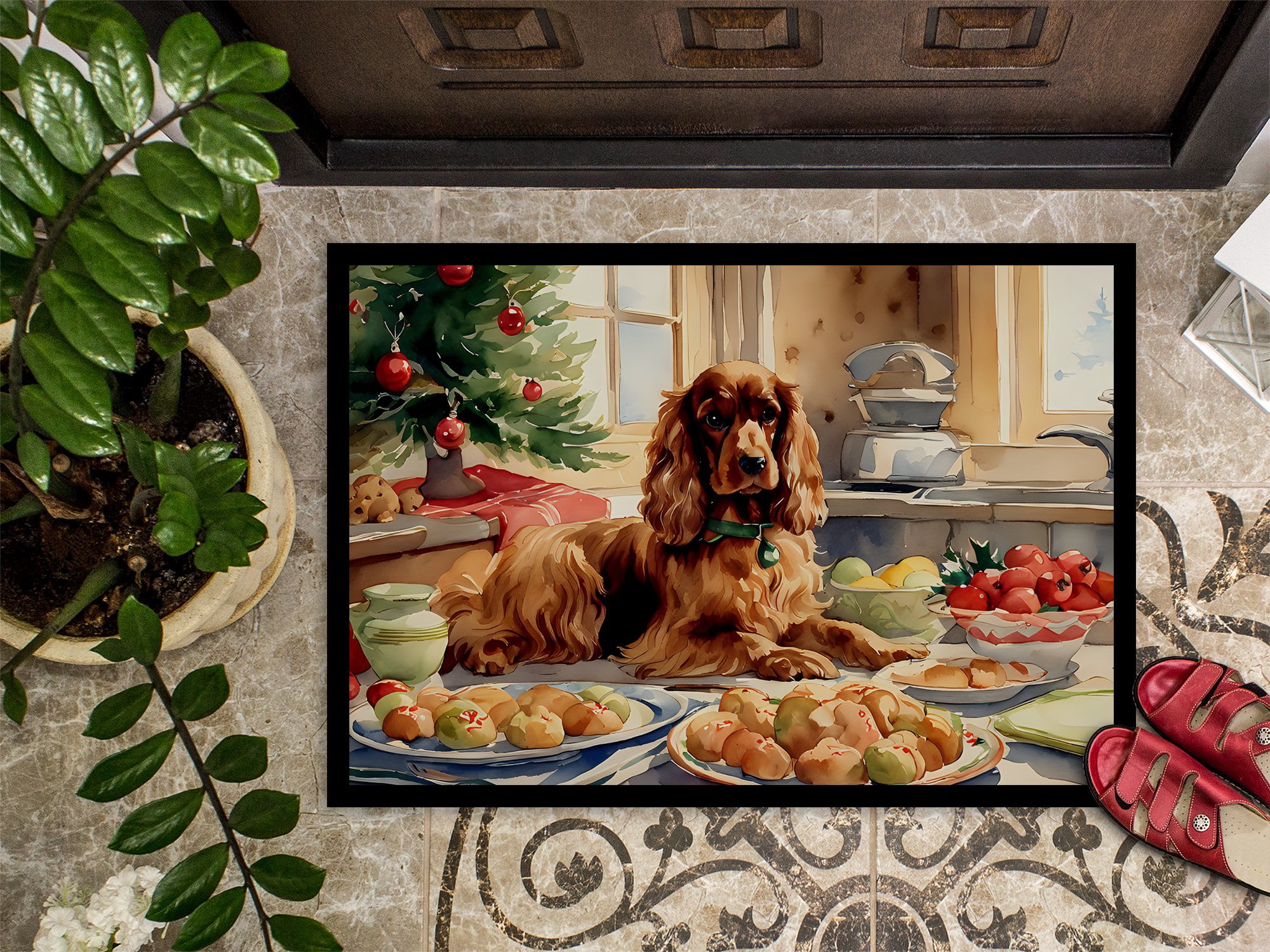 Carolines Treasures DAC3769MAT 18 x 27 in. Unisex Cocker Spaniel Christmas Cookies Doormat