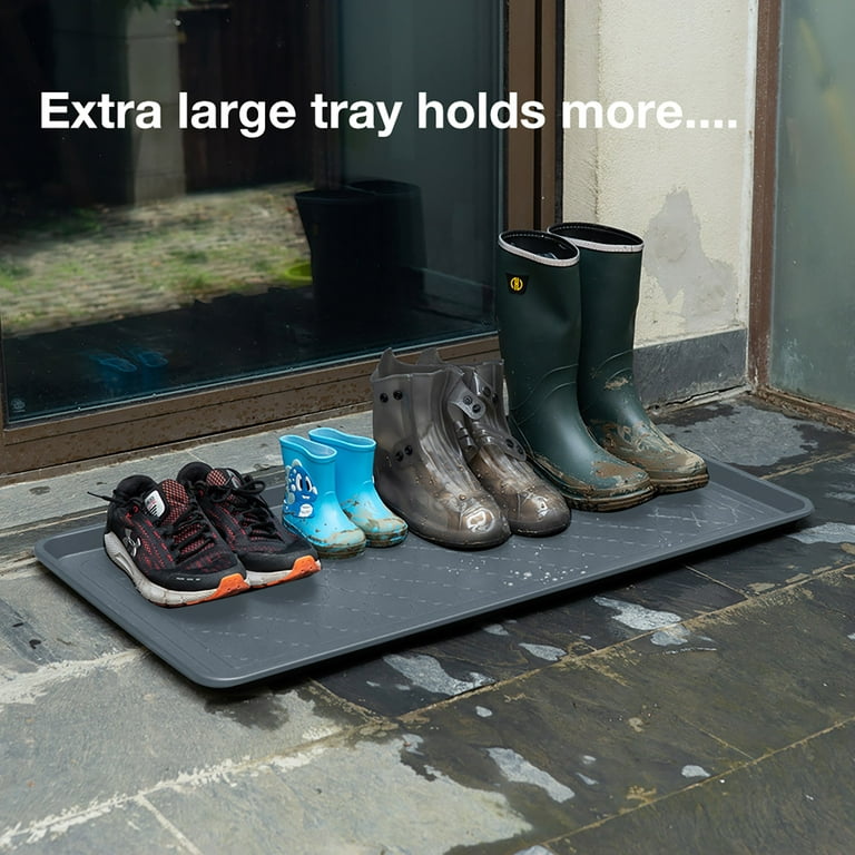 All Weather Boot Tray, Extra Large Size by Trimate -Water Resistant Plastic, Multi-Purpose Shoes, Pet Feeding Garden-Mudroom Entryway, Garage, Indoor or – Extra Large, 40”x20”(Grey) - Walmart.com