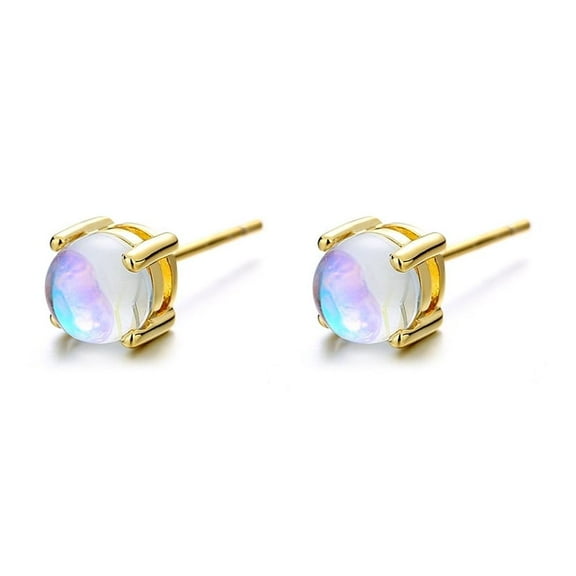 14K Gold Plated and Moon-Stone Stud Earrings