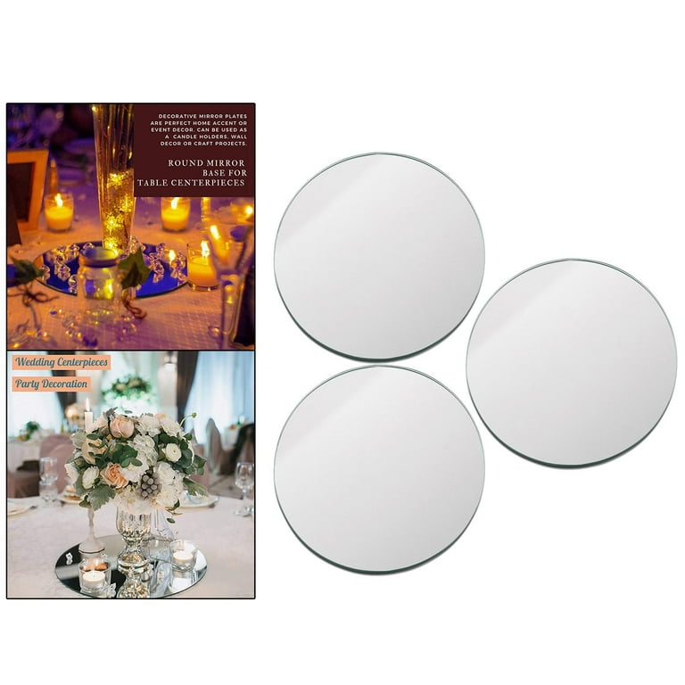 18 Pcs Round Mirror Candle Plate Set Round Mirrors Trays Circle Mirror  Centerpieces for Tables Mirror Plate Party Mirror Tiles for Wedding Decor