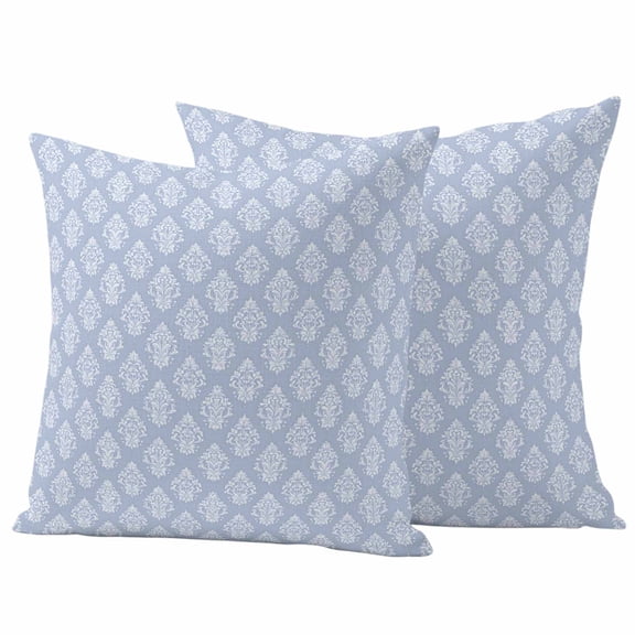 Blue Floral Boho Outdoor Waterproof Pillow Covers, Retro Ethnic Tribe Abstract Art Decorative Square Throw Pillowcase Sofa Cushion Sham for Patio/Couch/Chair, 16"x16" 2 Pack