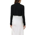 thumbnail image 3 of INSPIRE CHIC Women's Elegant Bolero Shrug Top Ruched Long Sleeve Open Front Cropped Cardigan XS Black, 3 of 6
