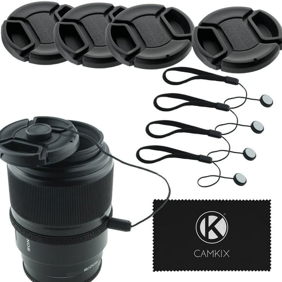 Ensemble de Capuchons d'Objectif - 4 Couvre-Objectifs à Encliqueter pour Appareils Photo Reflex Incluant Nikon, Canon, Sony - Gardiens de Capuchons d'Objectif Inclus