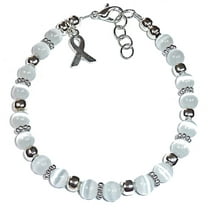 Bone Cancer Awareness - Cervical Cancer Awareness Bracelet by Hidden Hollow Beads - 7 3/4 in. - Fits Most Adults - Lobster Clasp (White)