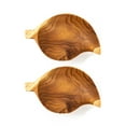 thumbnail image 1 of Rainforest Bowls Mango Leaf Teak Wood Plate 2-Pack, 1 of 5