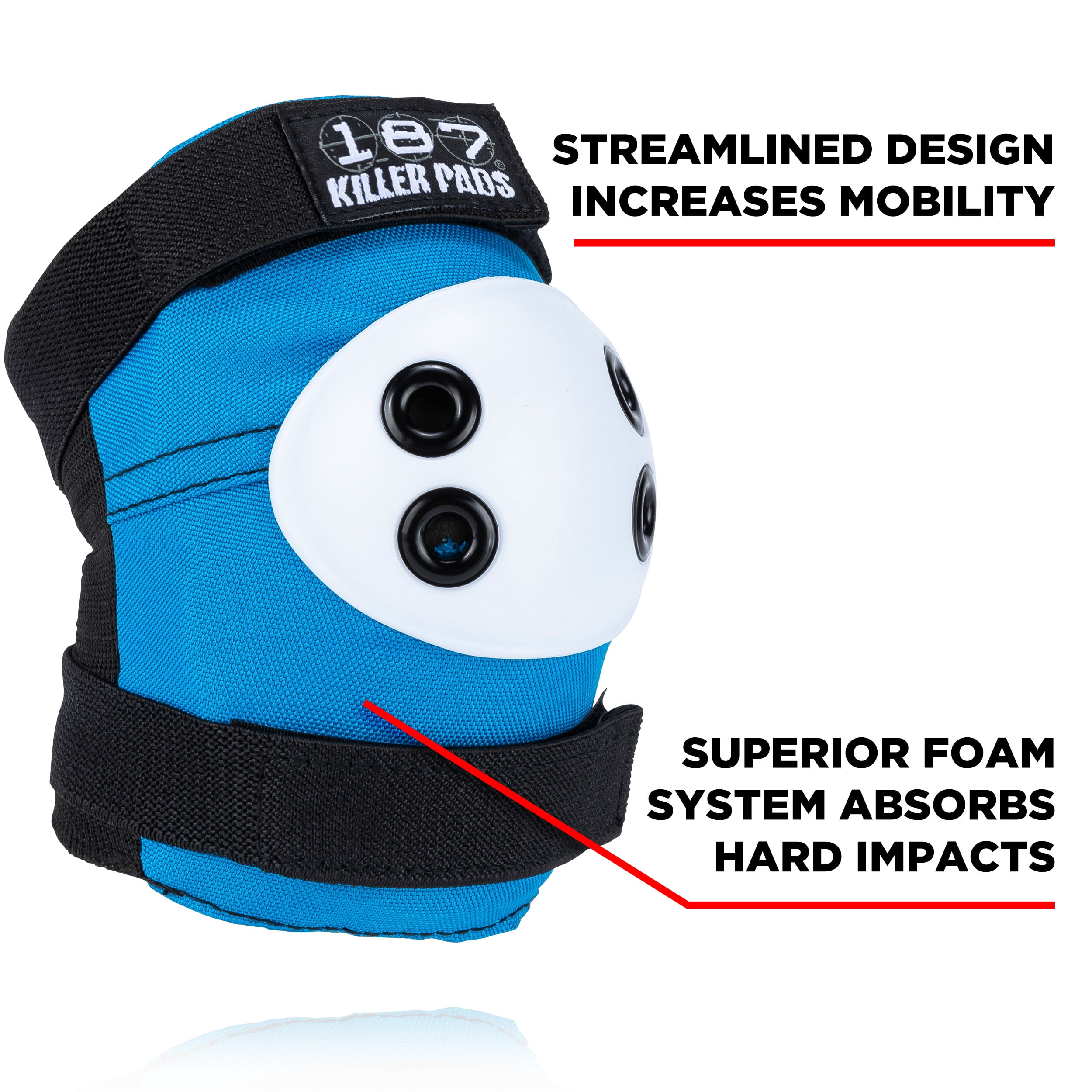 187 Killer Pads Knee Pads, Elbow Pads Combo Pack, Red / White / Blue, Small / Medium