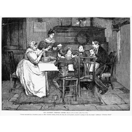 Dickens Christmas Dinner Dickens Christmas Carol 1843 Bob CratchitS Christmas Dinner Engraving After Edwin Austin Abbey For Charles Dickens A Christmas Carol C1880 Poster Print by Granger Collection ()