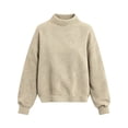thumbnail image 3 of Xdegoge Women's Mock Neck Oversized Sweater Long Sleeve Textured Chunky Knit Pullover Jumper Fall Winter Casual Knitwear, 3 of 8