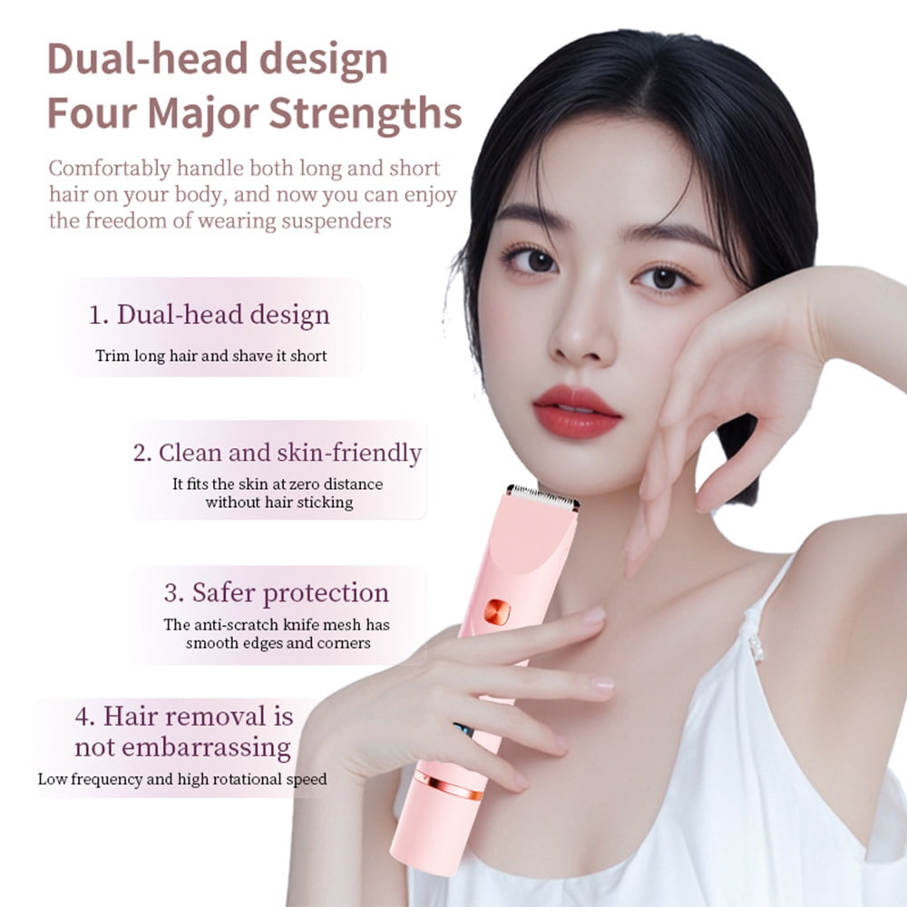 2 in 1 Electric Razors for Women Pubic Hair Dual Head Bikini Trimmer Women Shaver with LED Display Rechargeable Electric Trimmer