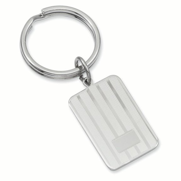 Rhodium-plated Kelly Waters Lined Engraveable Key Ring KW663