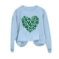 thumbnail image 3 of Guzom Light Blue Womens Shamrock Heart Sweatshirt - St. Patrick's Day Lucky Crew Neck Long Sleeve Relaxed Fit Festive Top,Size L, 3 of 7