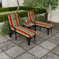 thumbnail image 2 of Jordan Manufacturing 72" x 22" Westport Teal Multicolor Stripe Rectangular Outdoor Chaise Lounge Cushion with Ties and Hanger Loop, 2 of 13