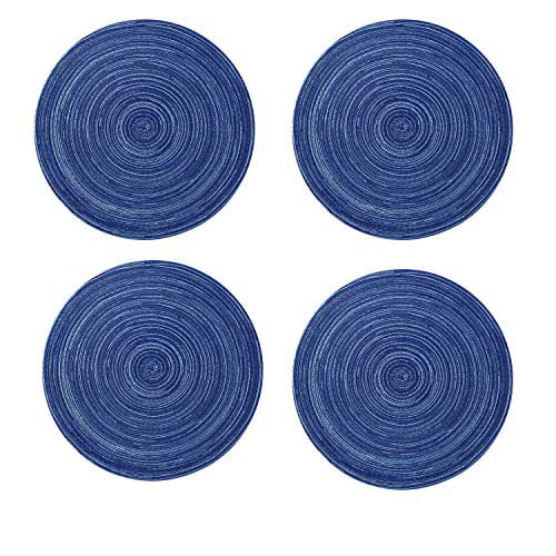 Topotdor 14 Inch Round Placemats Heat-Resistant Stain Resistant Anti-Skid Washable Polyproplene Table Mats Placemats Set of 6, Blue 