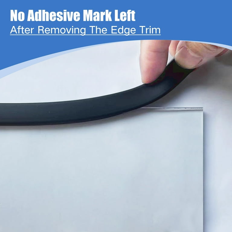 Rubber Edge Trim, Self-Adhesive Rubber Edge Trim, Edge Protector for 3/16  Glass and Flexiglass, EPDM Material, Fit 3/16(4.8mm), Length 20Ft, Black