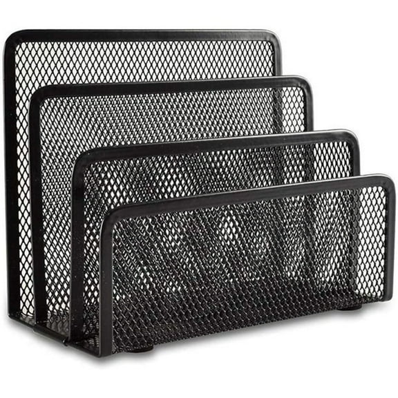 Casewin Desk Mail Organizer, Office Small Letter Sorter Desktop File Organizer Metal Mesh with 3 Vertical Upright Compartments, 1 Packï¼Blackï¼