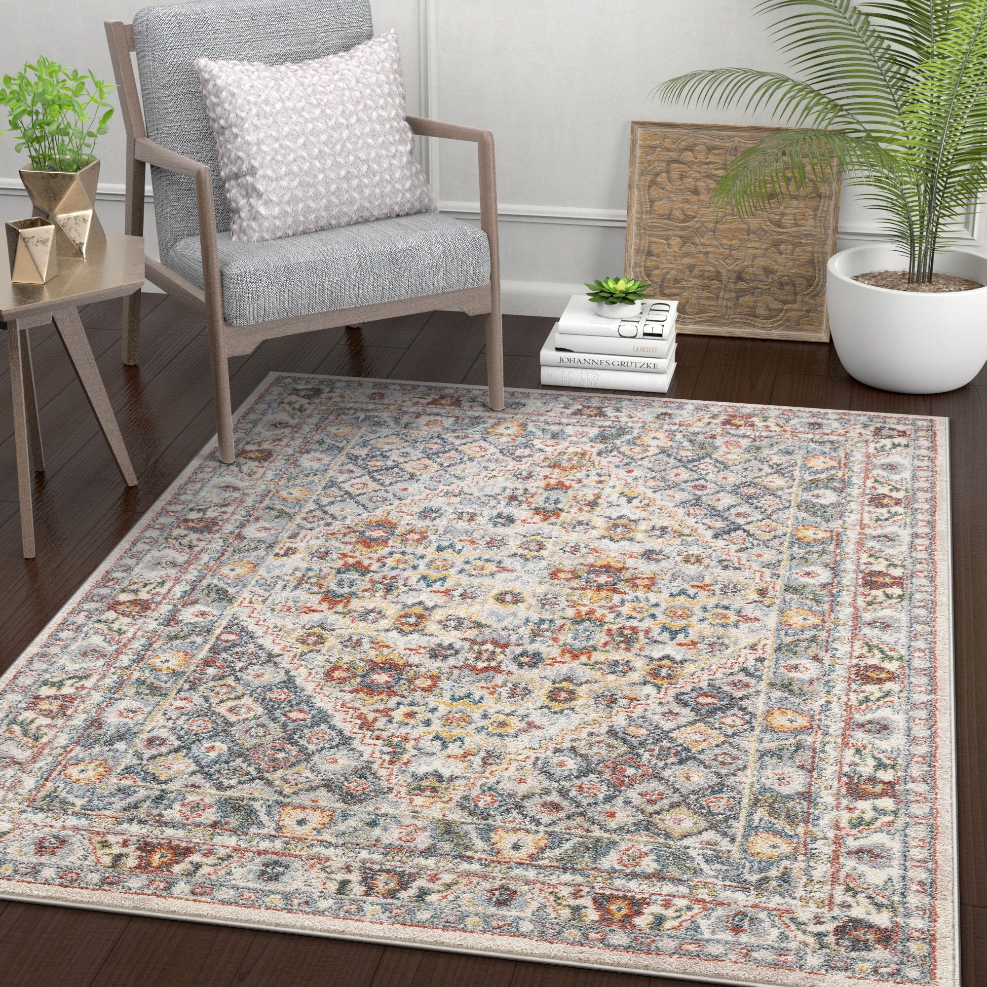 Sydney Mirza Beige Vintage Bohemian Panel 5'3" x 7'3" Distressed Area