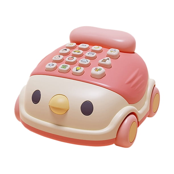Partheme Novelty Toys 3 Counts Children's Simulation Telephone Toy Baby Puzzle Music Landline Early Education Pink