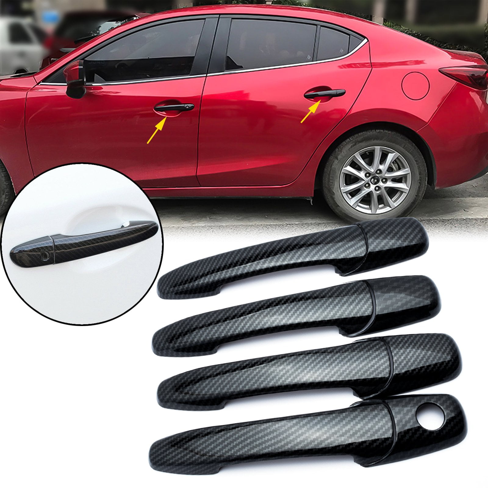 8 pcs Carbon Fiber Style Door Handle Cover Car Carbon Fiber Style Exterior Door Handle Cover for Cars 8 pcs Carbon Fiber Style Door Handle Cover Car Carbon Fiber Style Exterior Door Handle Cover for Cars
