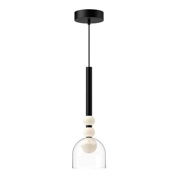 PD30505-BK/CL-Kuzco Lighting-Rise - 14W LED Pendant-17 Inches Tall and 5.63 Inches Wide-Black Finish