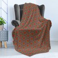 thumbnail image 4 of Oriental Soft Flannel Fleece Throw Blanket, Doodle Style Floral Arrangement with Prehistoric Composition Mosaic Design, Cozy Plush for Indoor and Outdoor Use, 70" x 90", Multicolor, by Ambesonne, 4 of 5
