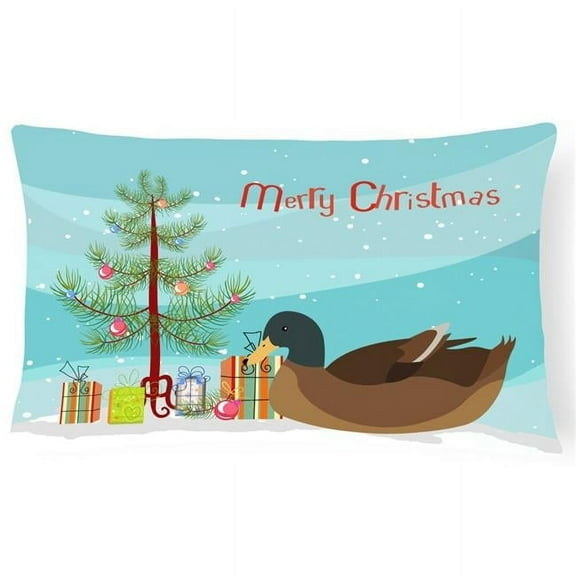 Carolines Treasures BB9233PW1216 Khaki Campbell Duck Christmas Canvas Fabric Decorative Pillow, Teal, 12H x16W,
