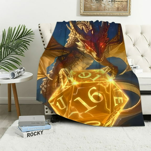 BCIIG Dragon Dice Fantasy Flannel Soft Fleece Throw Blanket for All Seasons, Lightweight Warm Blanket for Living Rooms Sofa Decor Gifts, Multiple Sizes Available 40x50in