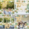 thumbnail image 5 of Sage Green White Gold 70th Birthday Party Decorations Kit,Happy 70th Banner Triangle Flags Garlands Number 70 Balloons Cake Toppers for 70 Year Old Anniversary Party Backdrops Supplies, 5 of 6