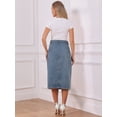 thumbnail image 4 of DARING DIVA Women's Denim Midi Skirt Button Up Slit Jean Skirts Small Gray Blue, 4 of 6