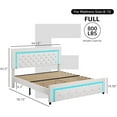 thumbnail image 2 of 4 EVER WINNER Full Size LED Bed Frame with Headboard，Upholstered Platform Bed Frame with LED Lights，Diamond Tufted Headboard and Footboard，White, 2 of 7