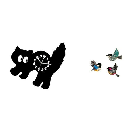 4 Pieces Wall Clock Wooden Bird Art Wall Hanging Acrylic Material for Living Room Bedroom Kitchen Decor