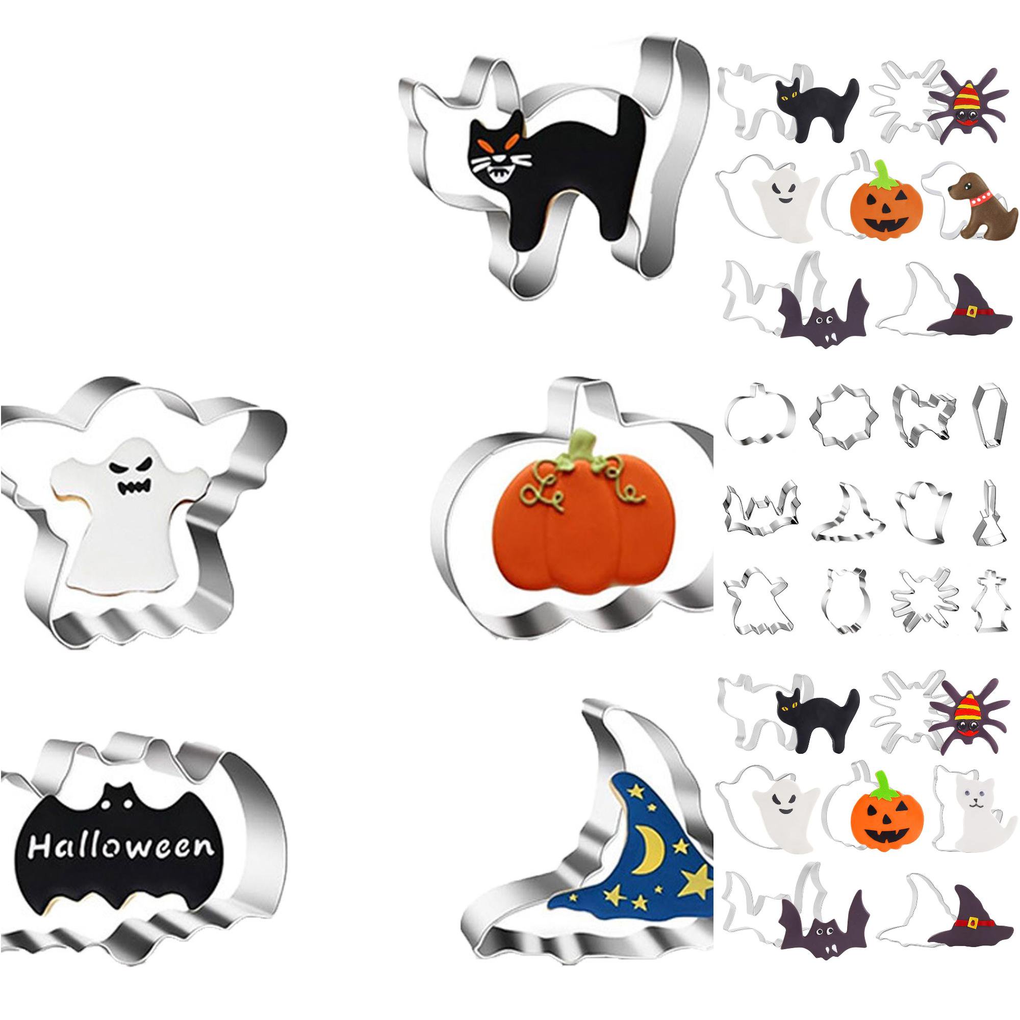 Large Stainless Steel Halloween Cookie Cutters Set Metal Biscuit Mold for Holiday Baking Party Supplies Decorations