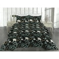 thumbnail image 2 of Ambesonne Floral Design Quilted Bedspread Set 3 Pcs, Exotic Leafy Hibiscus, Queen, Sea Green Fawn Eggshell, 2 of 4
