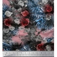 thumbnail image 1 of Soimoi Japan Crepe Satin Fabric Leopard Skin,Dahlia & Rose Flower Print Fabric by The Yard 42 Inch Wide, 1 of 1