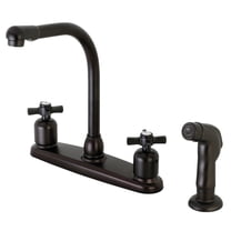 Kingston FB755ZXSP Millennium Two-Handle 4-Hole 8" Centerset Kitchen Faucet with Side Sprayer in Oil Rubbed Bronze