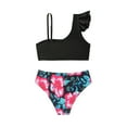 thumbnail image 3 of WEIYLL Swimsuit For Girls Sport One Shoulder Ruffles Bikinis Triangle Briefs Kids Beachwear 2 Pcs for 9-10 Years, 3 of 8